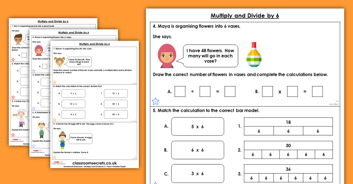 Multiply and Divide by 6 Homework Homework