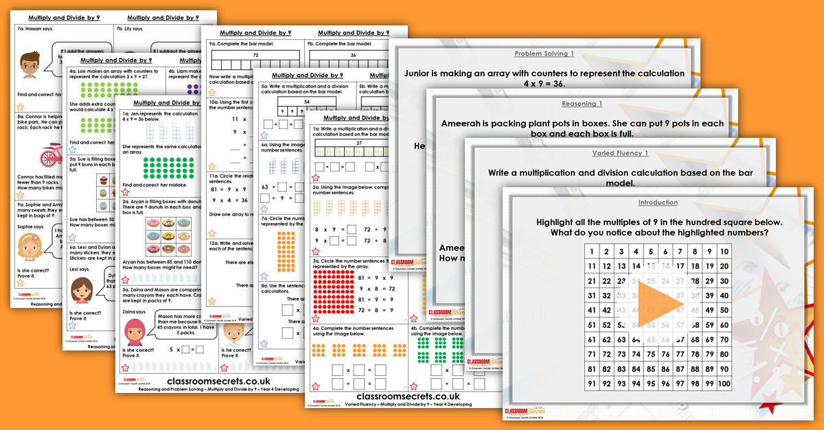 Multiply and Divide by 9 Year 4 Resources