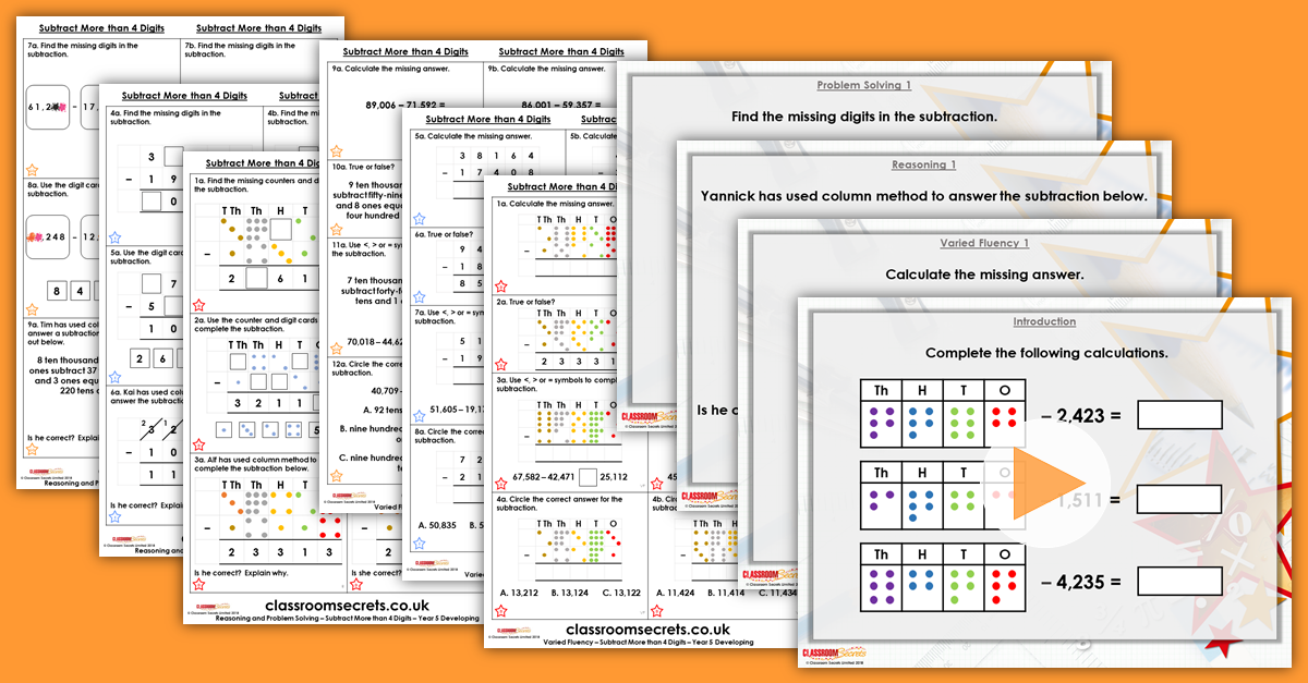 Subtract More Than 4-Digits Year 5 Resources