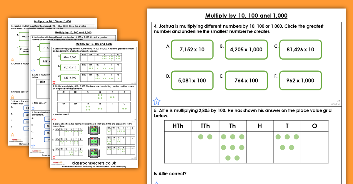 problem solving multiplying by 10 100 and 1000