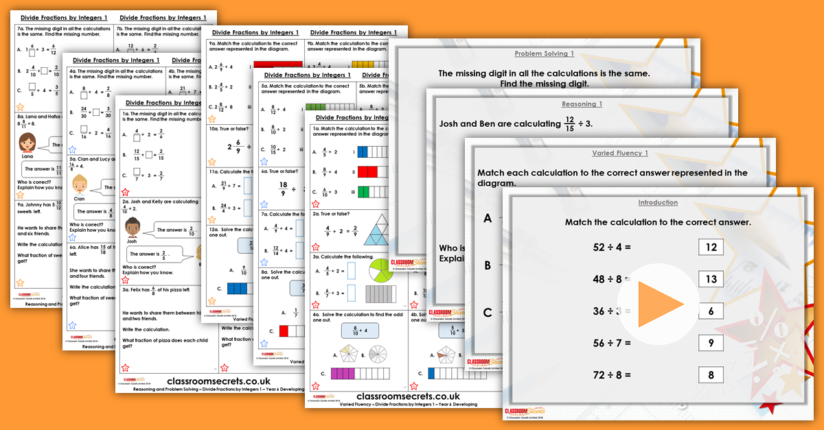 Divide Fractions by Integers 1 Year 6 Resources