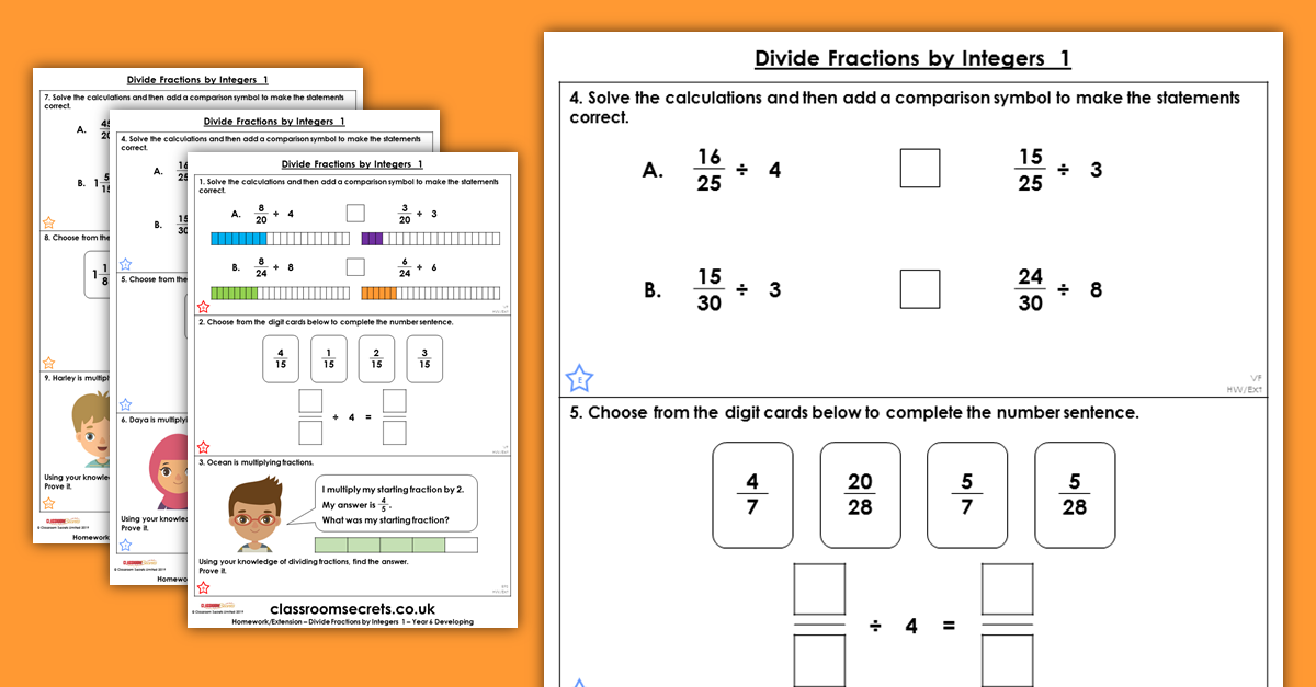Divide Fractions by Integers 1 Homework