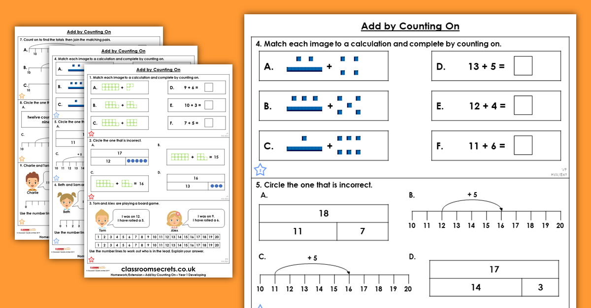 Free Add by Counting On Homework