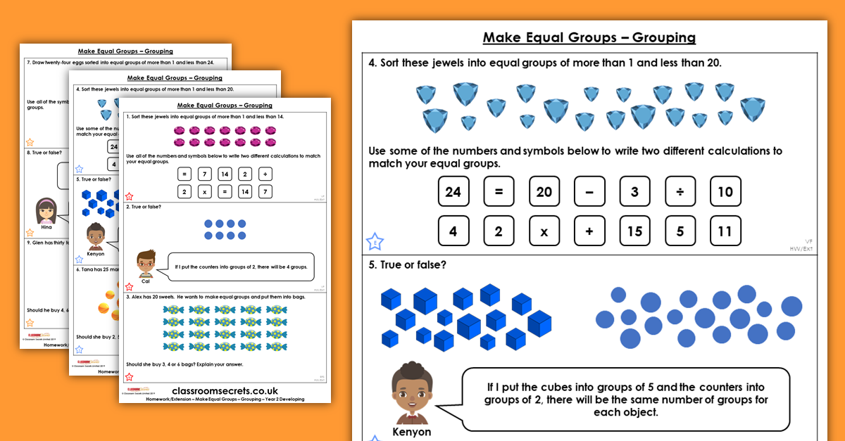 Make Equal Groups Grouping Homework Extension Year 2 Multiplication