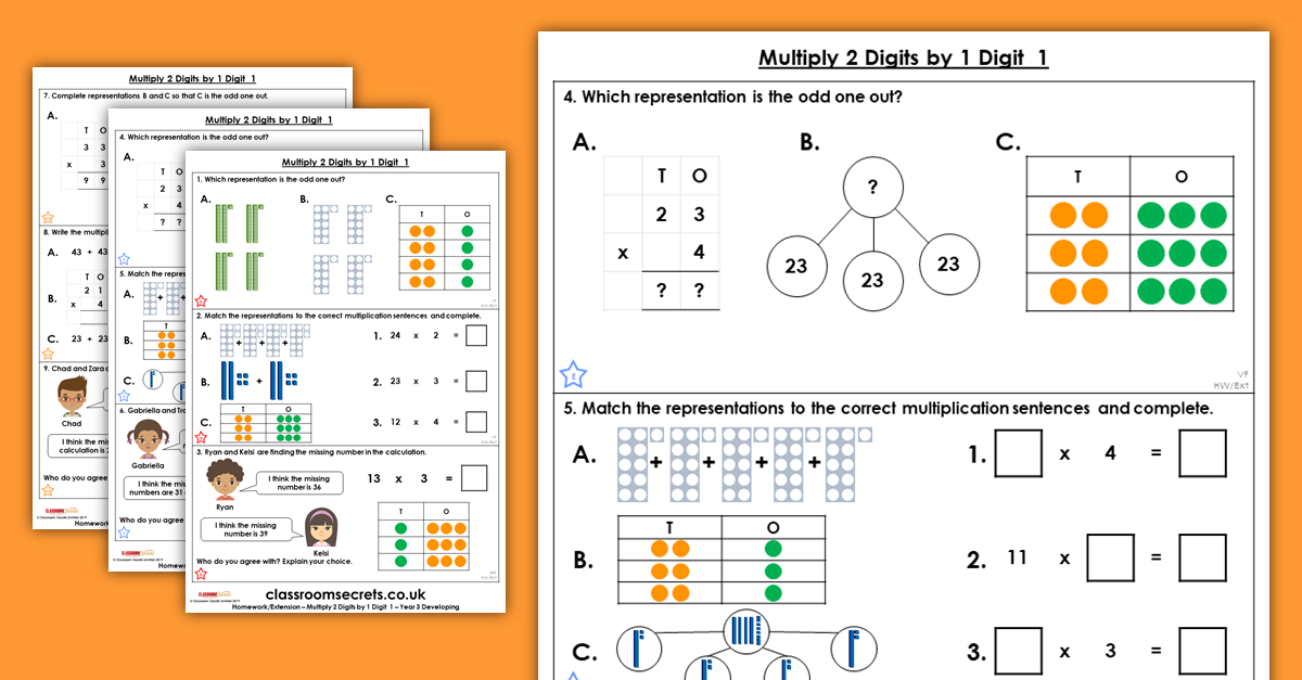 Multiply 2-Digits by 1-Digit 1 Homework