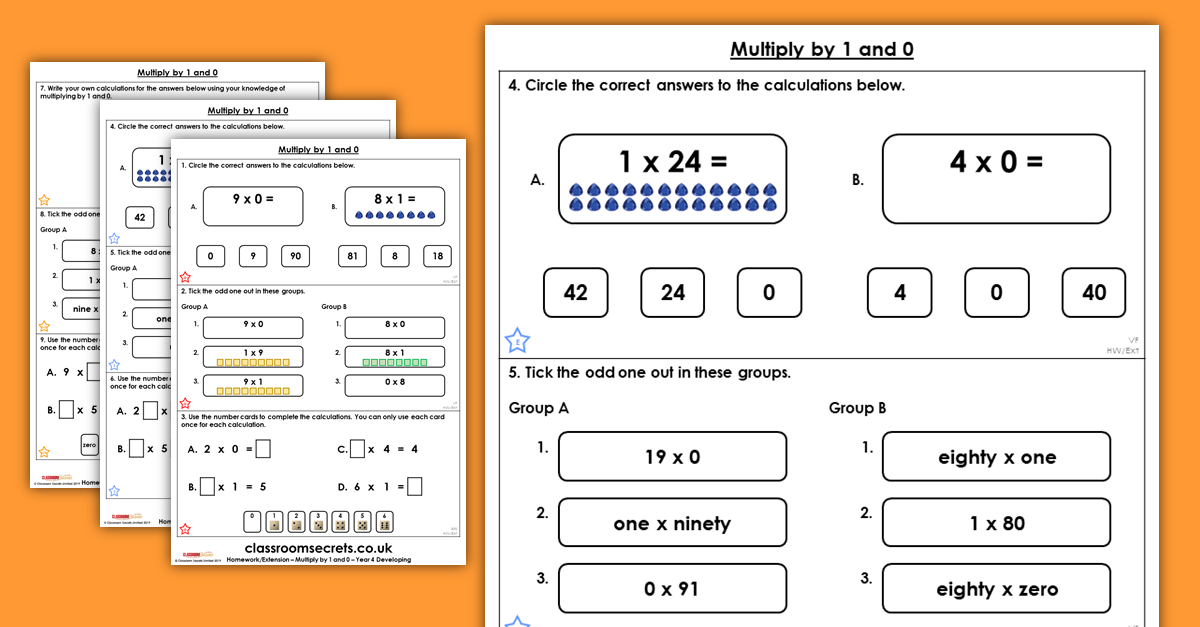 Multiply by 1 and 0 Homework