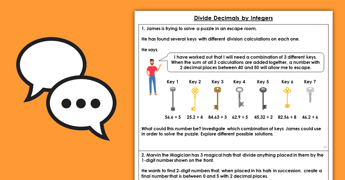 Year 6 Divide Decimals by Integers Discussion Problems