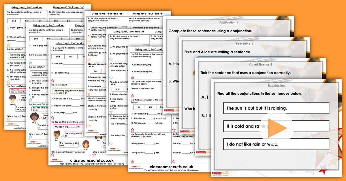 Using 'and', 'but' and 'or' Year 1 Resources
