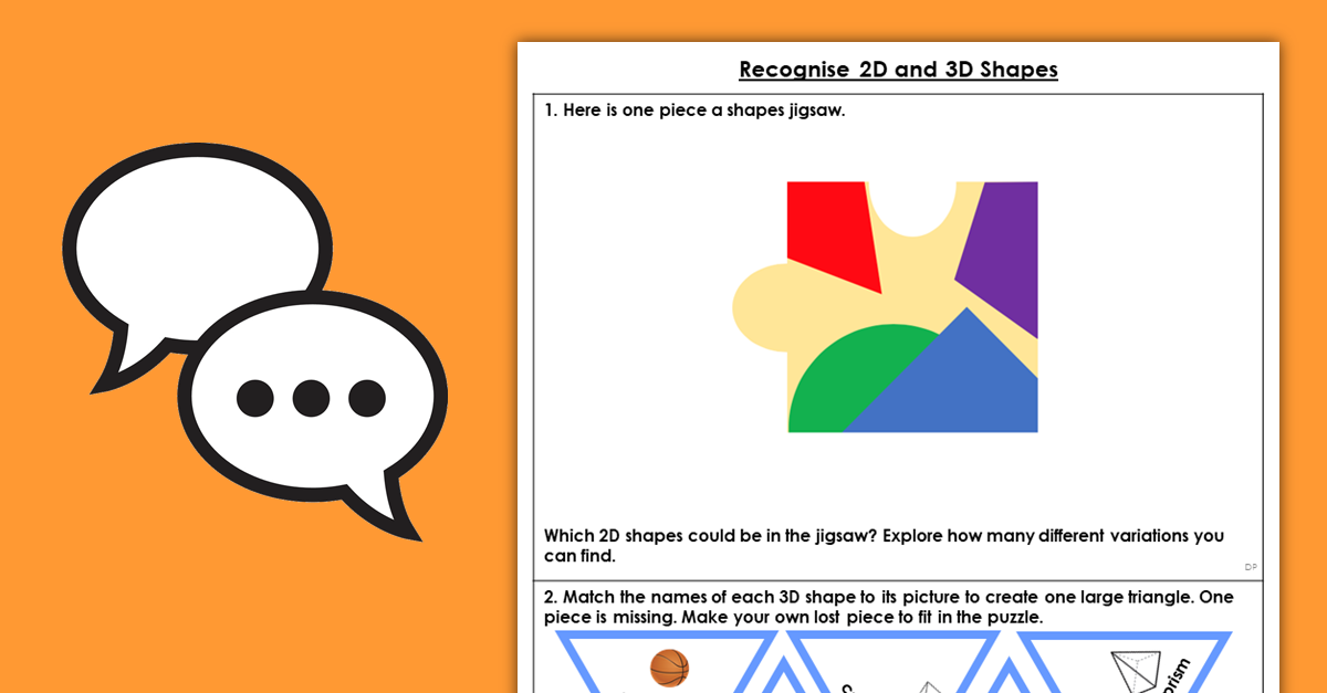 Year 2 Recognise 2D and 3D Shapes Free Discussion Problems