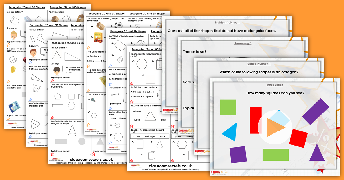 Recognise 2D and 3D Shapes Year 2 Resources