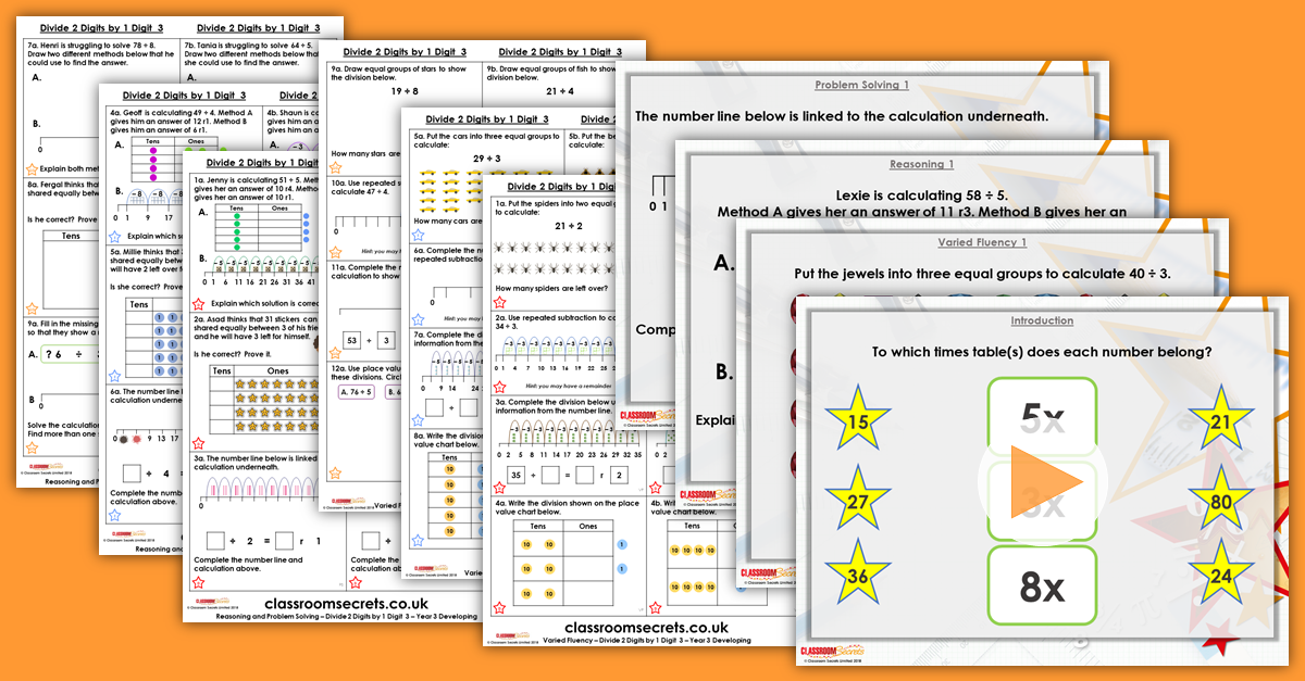 Divide 2-Digits by 1-Digit 3 Year 3 Multiplication and Division Resources