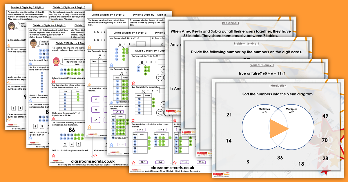 Divide 2 Digits by 1 Digit 2 Year 4 Multiplication and Division Resources