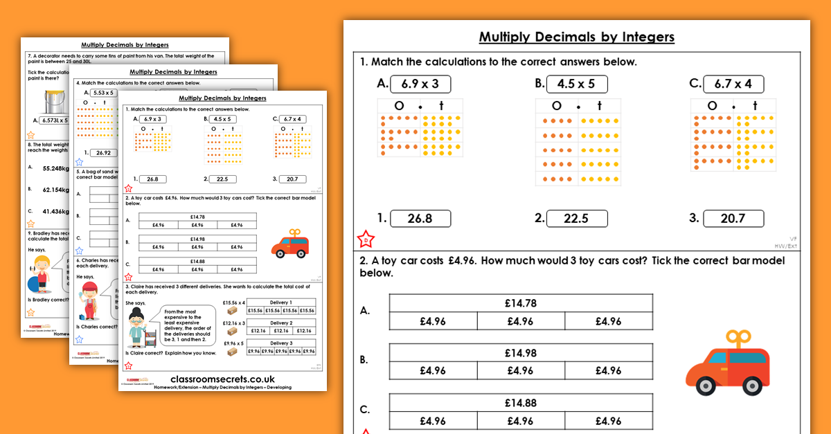 Multiply Decimals by Integers Homework