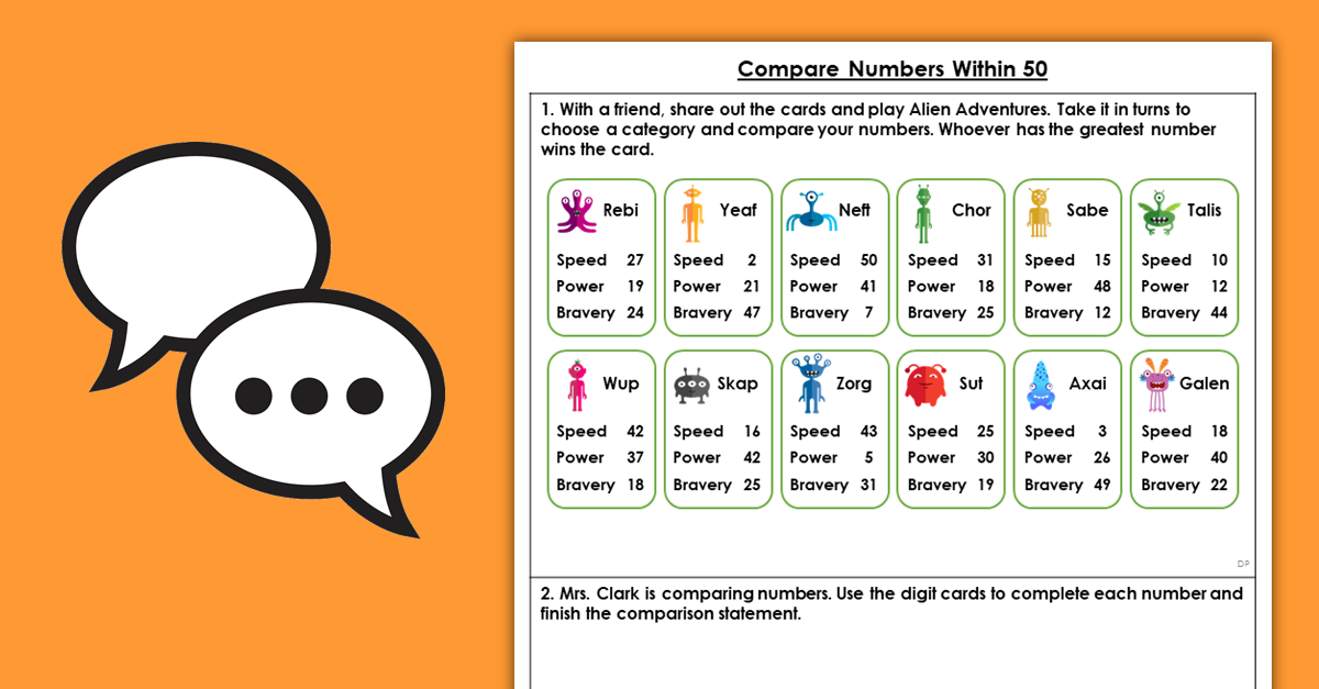 Year 1 Compare Numbers Within 50 Discussion