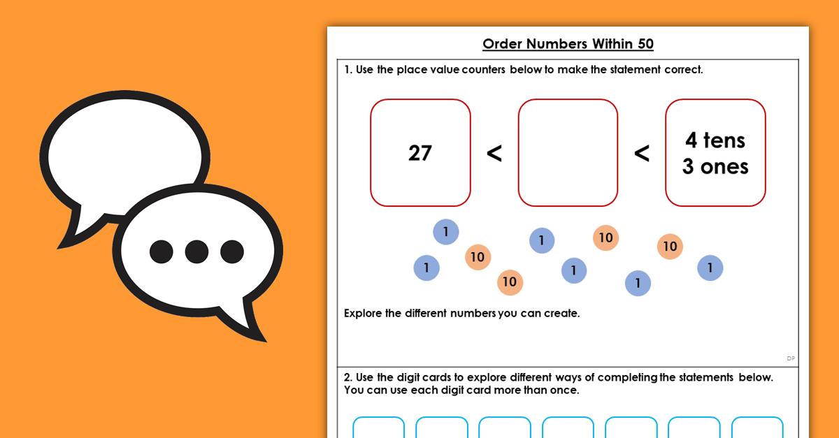 Year 1 Order Numbers Within 50 Discussion