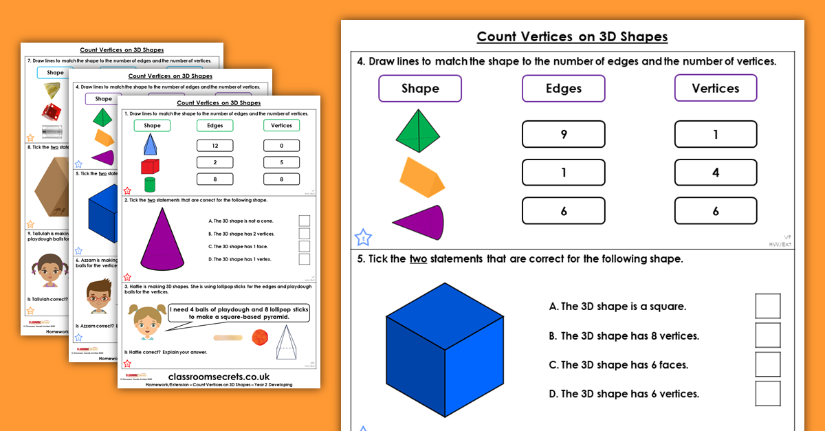 Year 2 Count Vertices on 3D Shapes Homework Extension ...