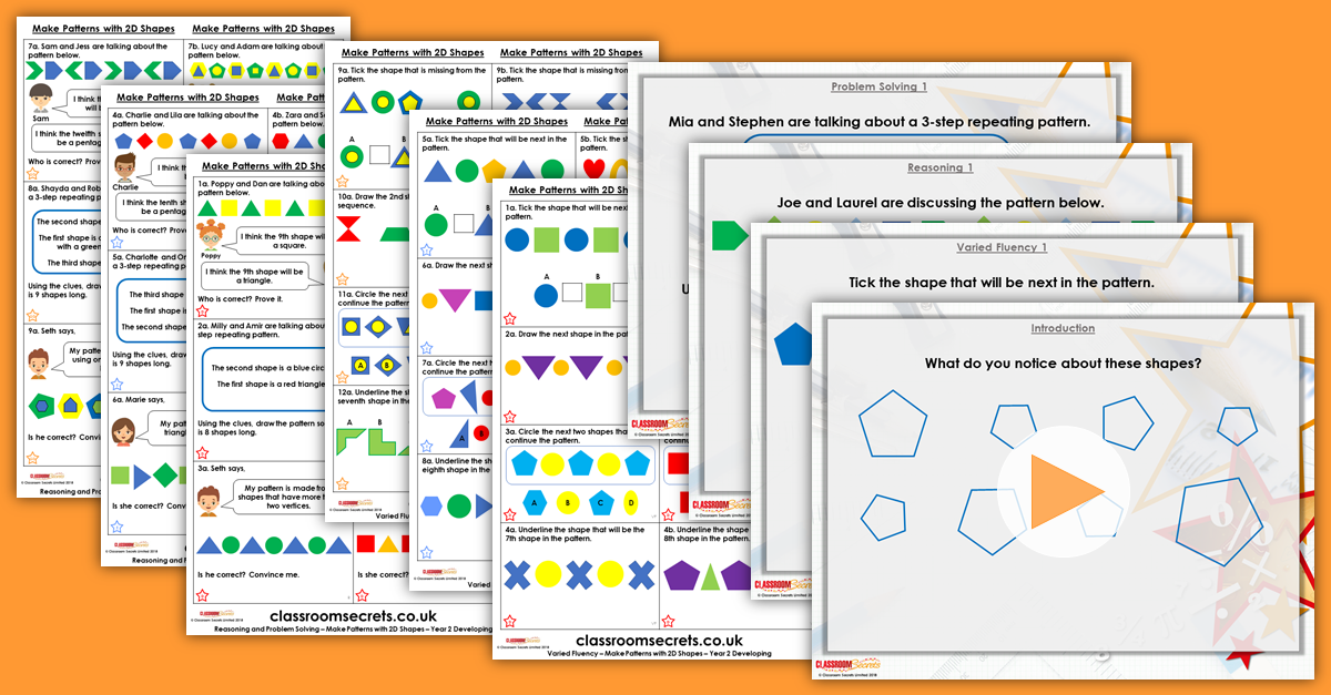Make Patterns with 2D Shapes Year 2 Resources