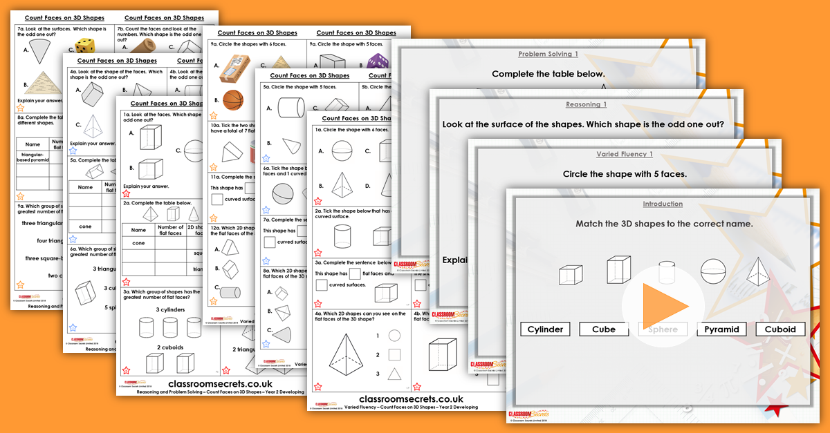 Count Faces on 3D Shapes Year 2 Resources