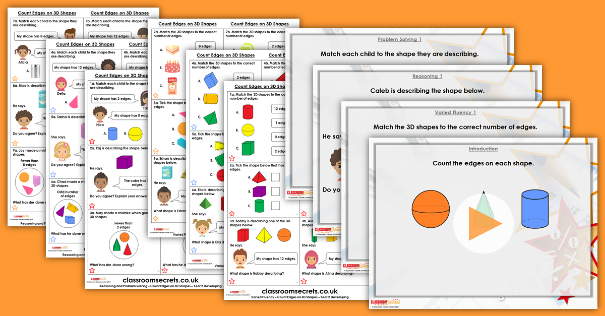 Count Edges on 3D Shapes Year 2 Resources