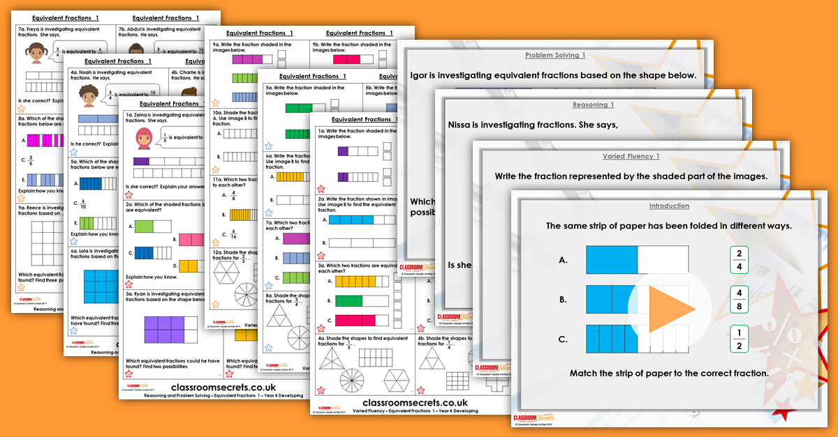 Equivalent Fractions 1 Year 4 Resources