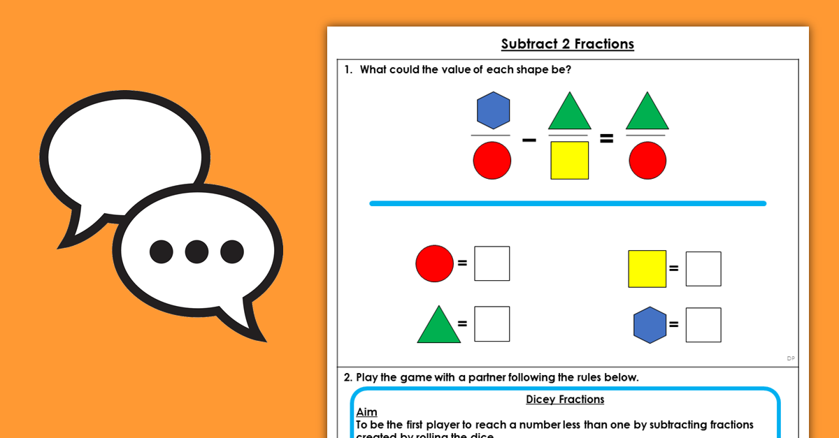 Year 4 Subtract 2 Fractions Discussion Problems