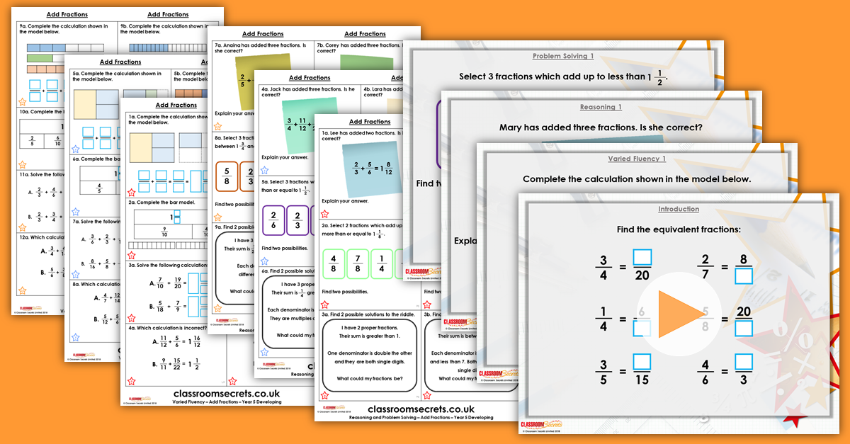Add Fractions Year 5 Resources