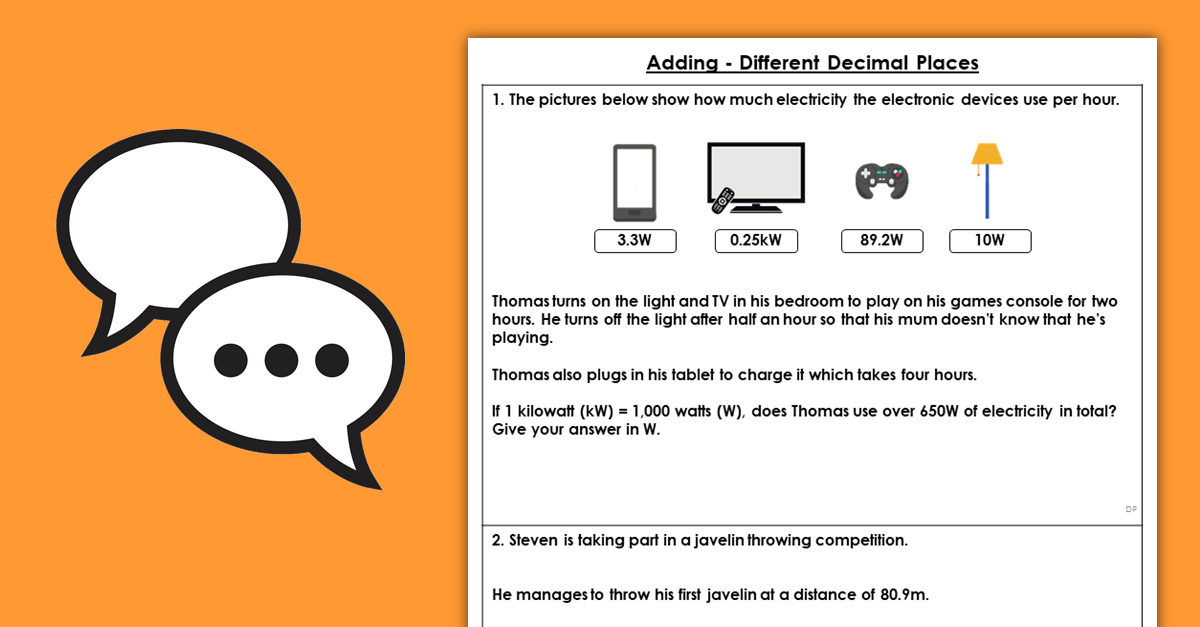 Year 5 Adding - Different Decimal Places Resources