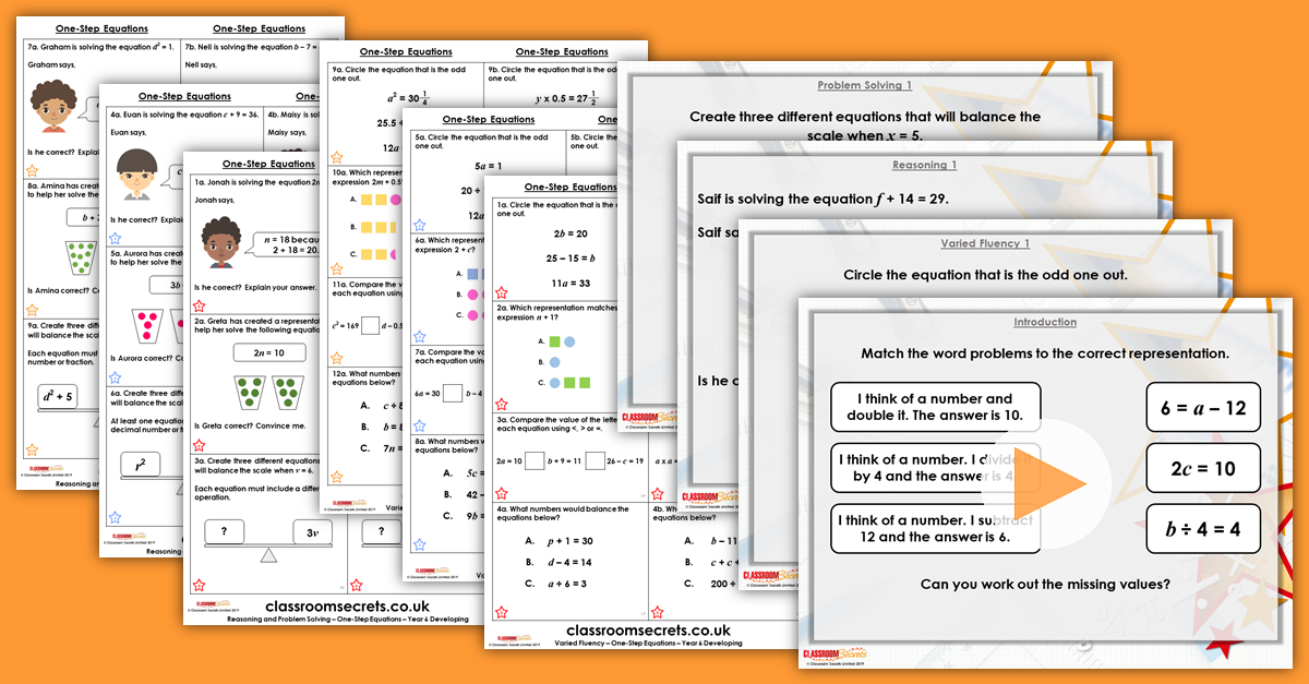One Step Equations Year 6 Resources