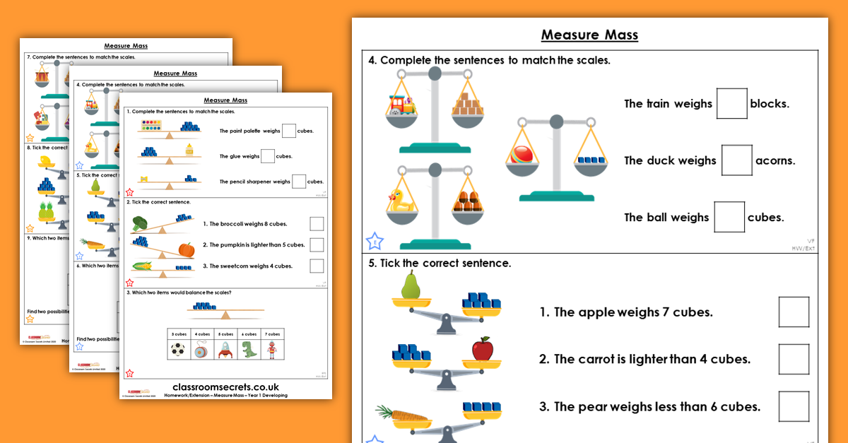 Measure Mass Homework Extension Year 1 Weight and Volume