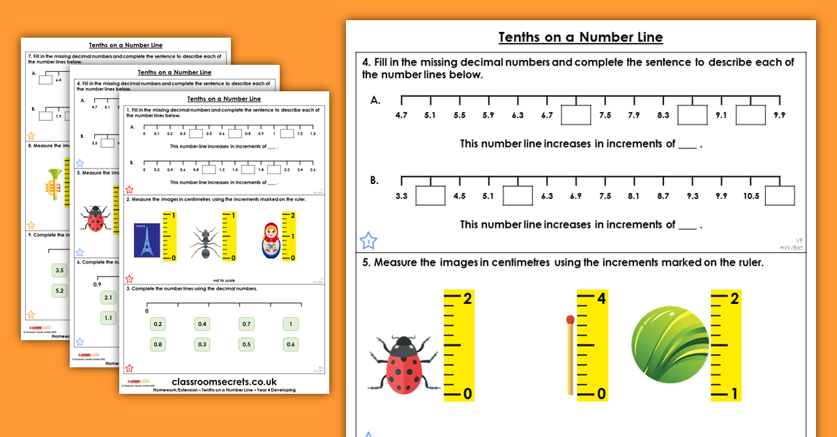 Tenths On A Number Line Worksheet Year 4