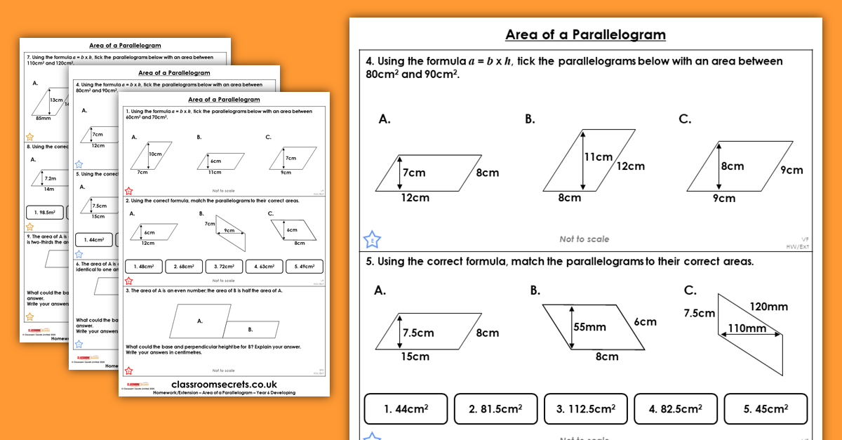 Area of a Parallelogram Homework