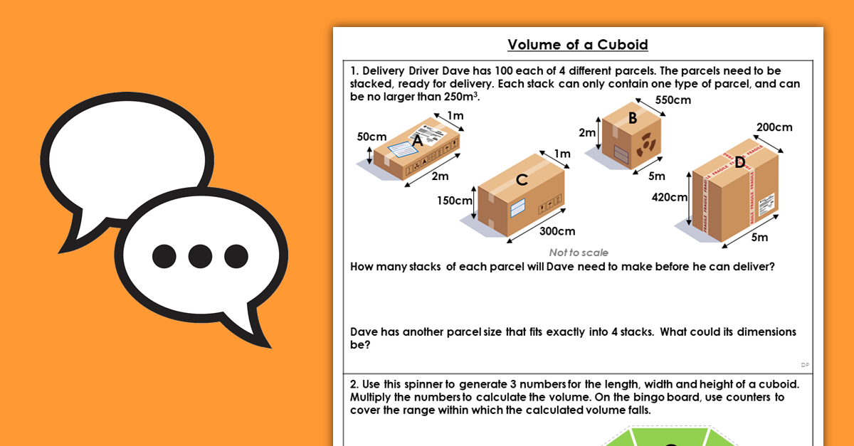 Year 6 Volume of a Cuboid Discussion Problems