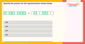 Year 3 Subtract Fractions IWB Fractions Activity
