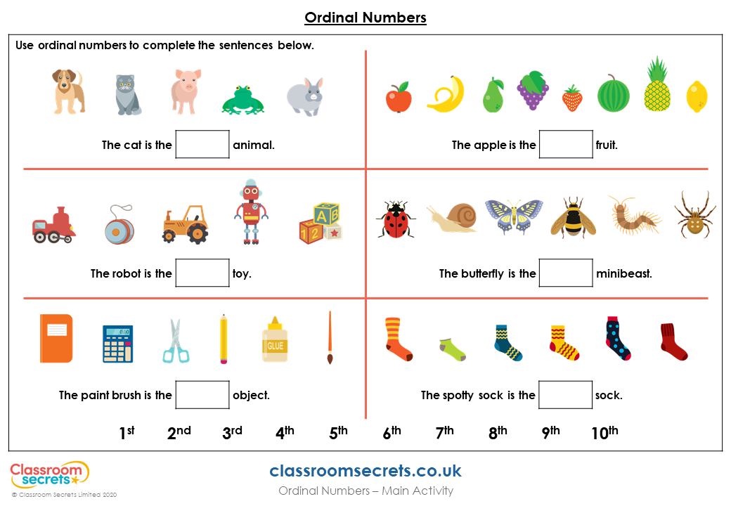 ordinal numbers problem solving year 1