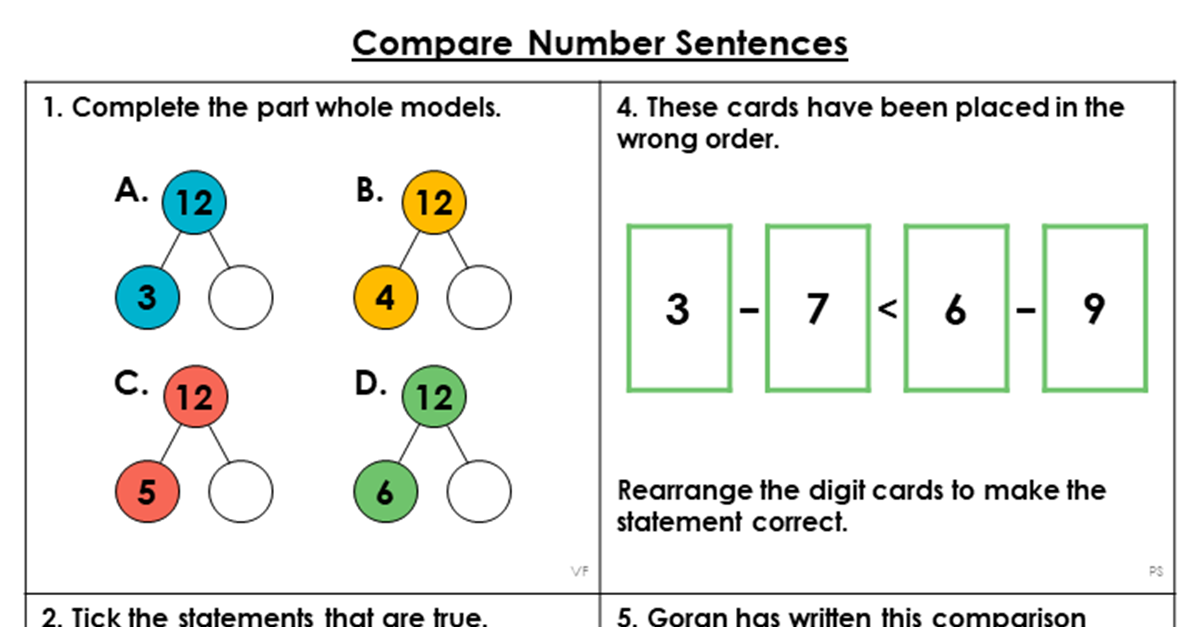 Comparing Number Sentences Game