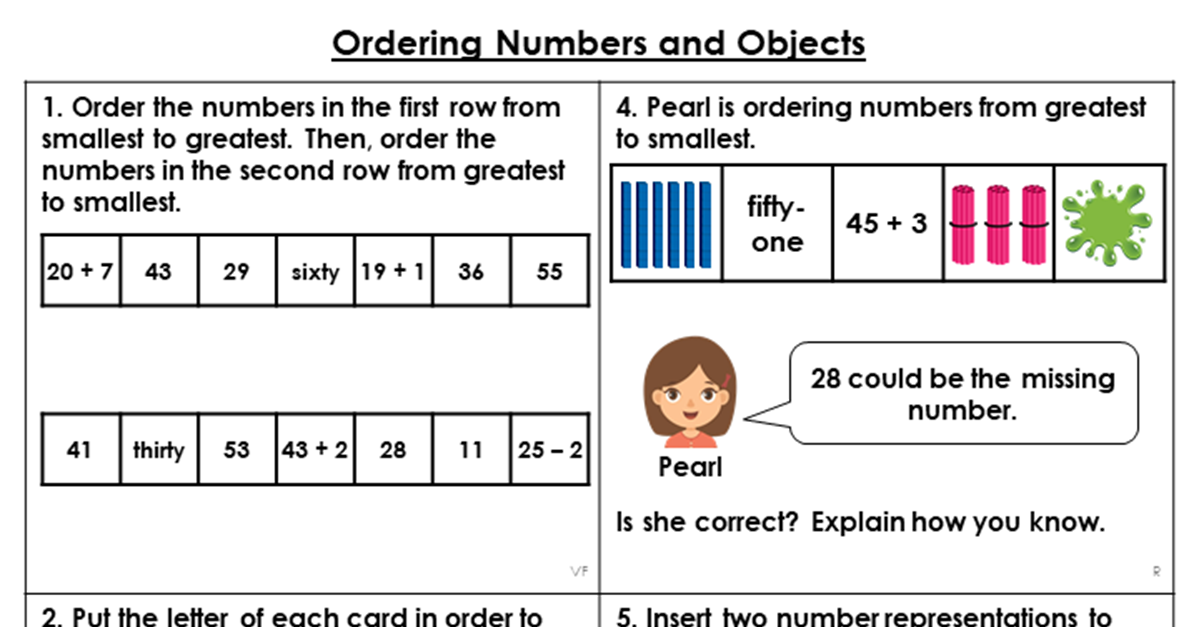 👉 Year 2 DIM: Step 14 Order Objects and Numbers Activity Cards