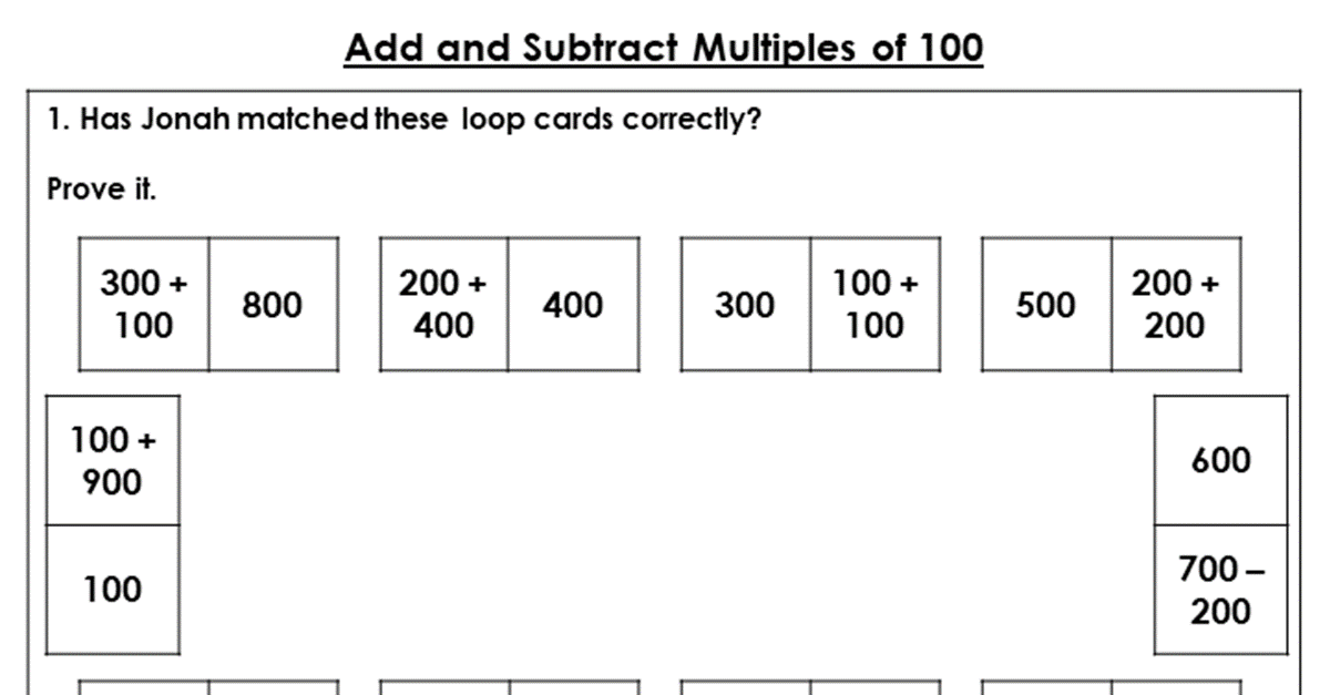 Add And Subtract Multiples Of 10 And 100 Worksheets