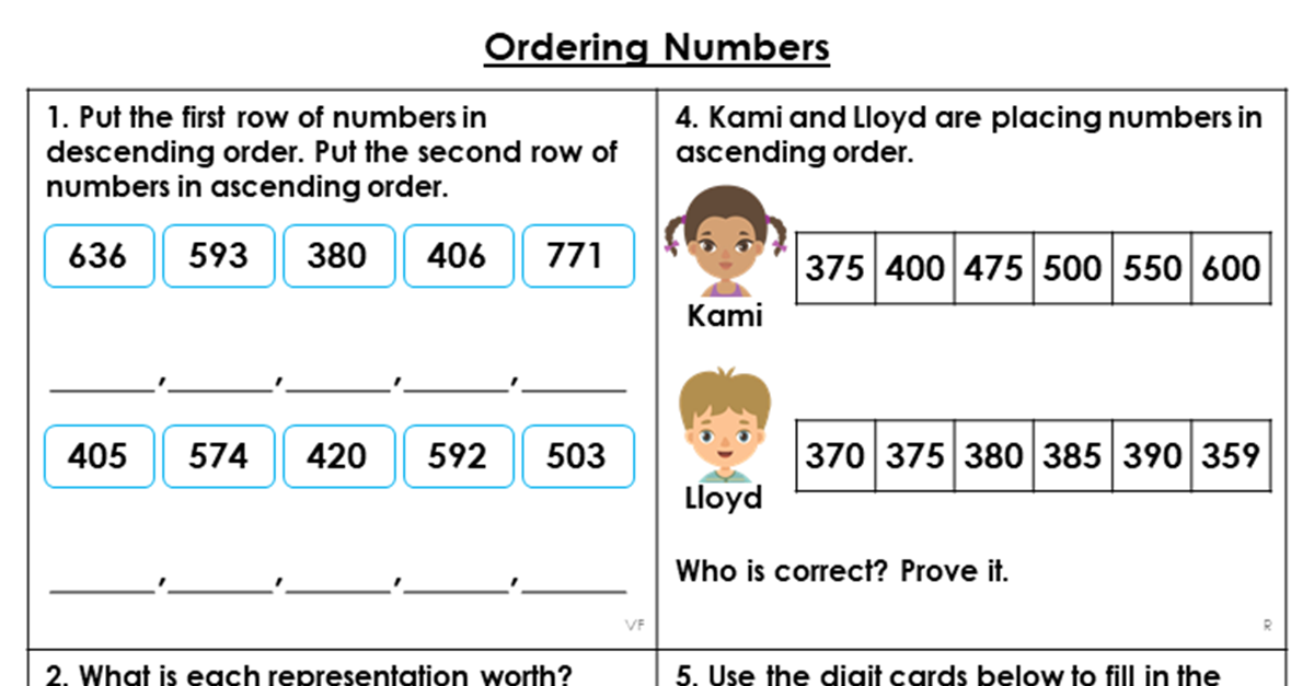 Year 3 Ordering Numbers Lesson - Classroom Secrets | Classroom Secrets