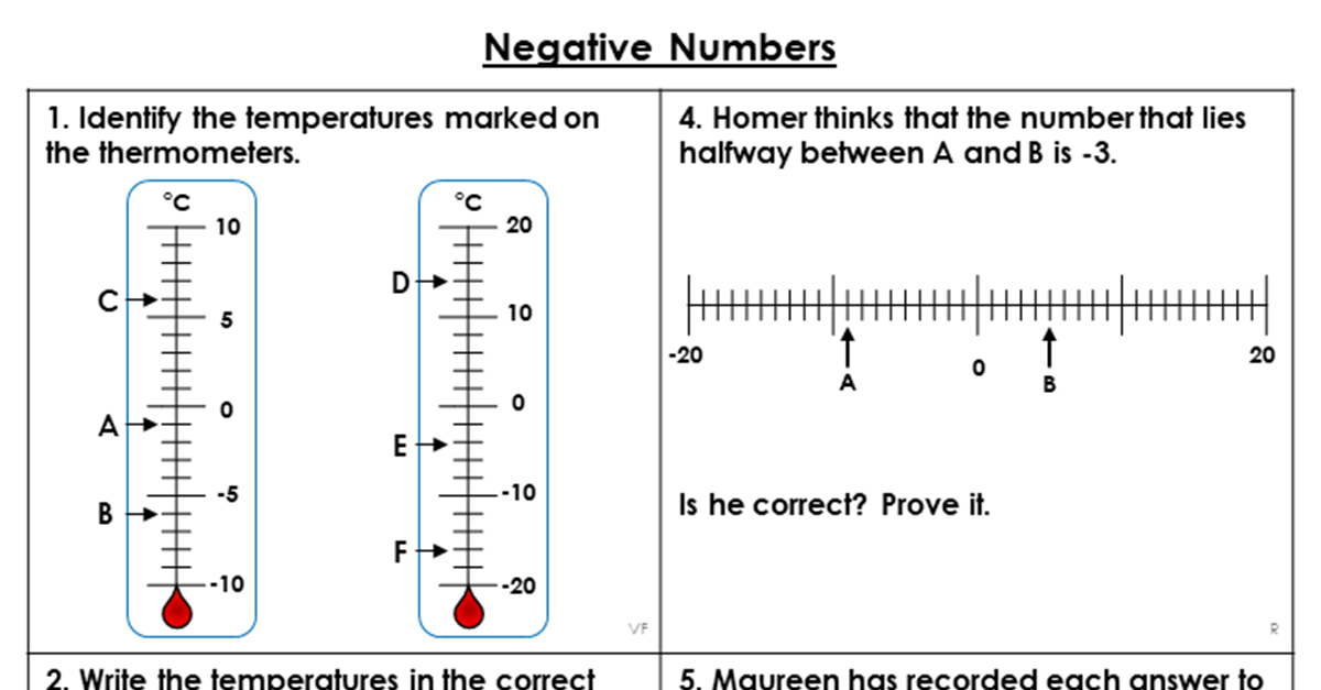year 5 problem solving negative numbers