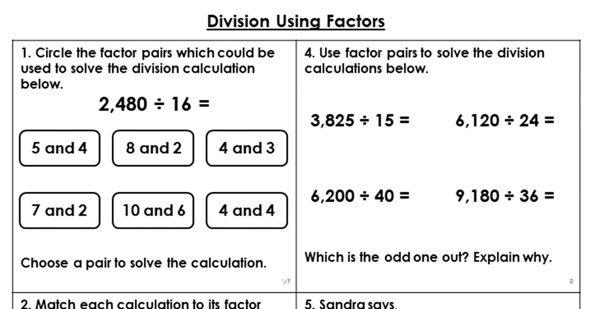 year 6 division using factors lesson classroom secrets classroom