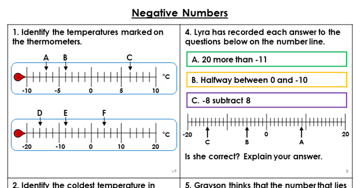 year 6 negative numbers problem solving
