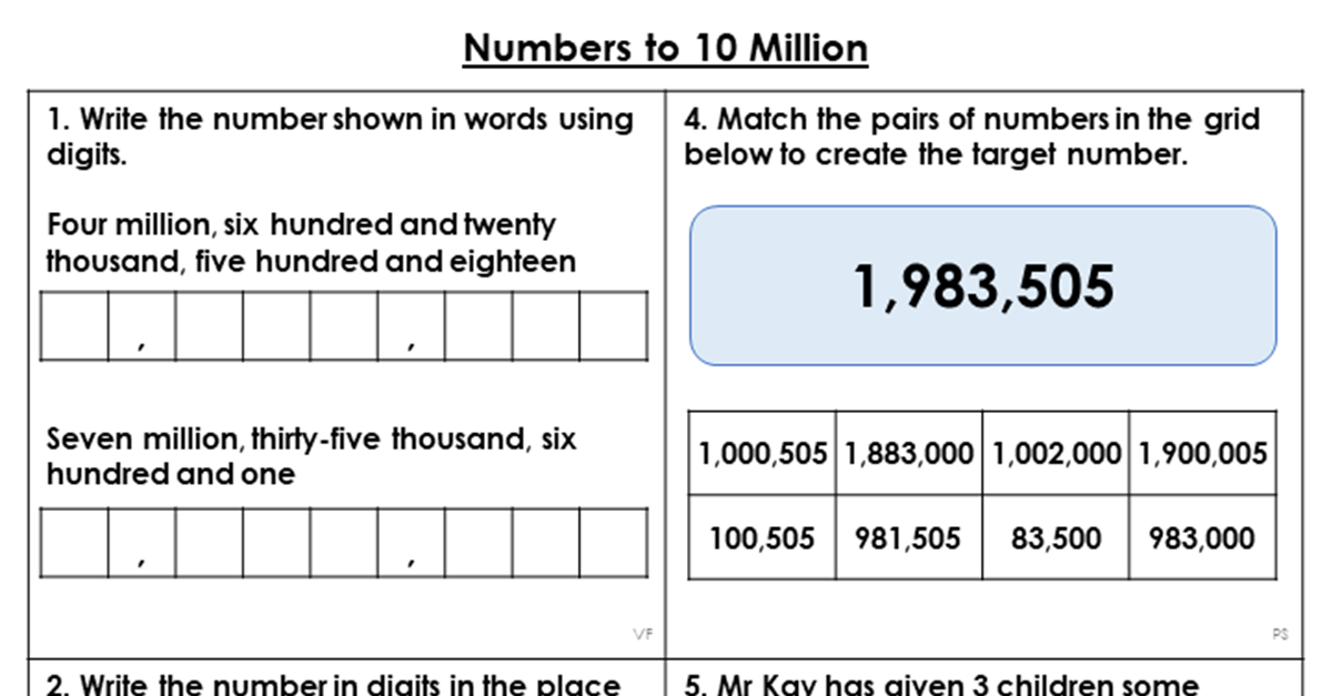 Free Year 6 Numbers to Ten Million Lesson - Classroom Secrets