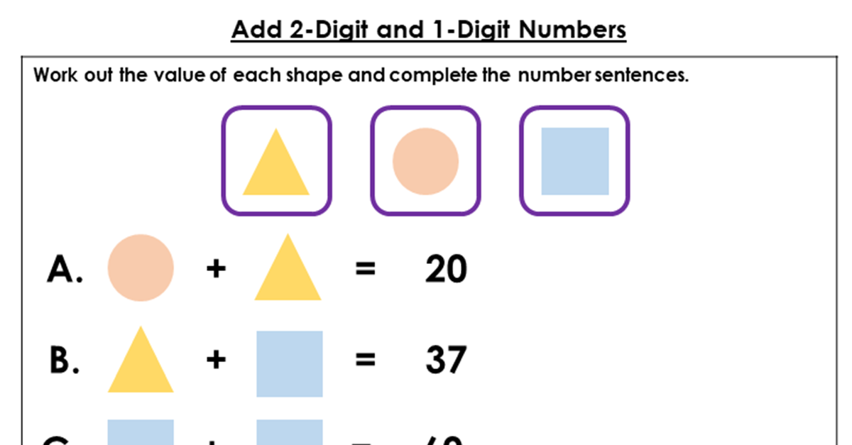Year 2 Add 2-Digit and 1-Digit Numbers Lesson - Classroom Secrets