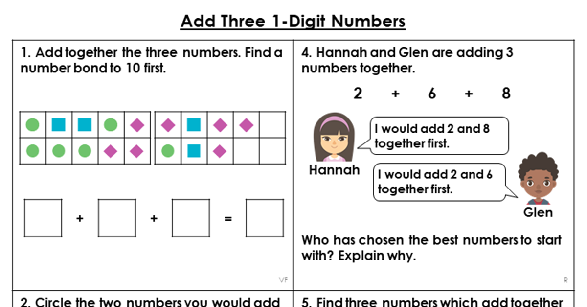 Year 2 Add Three 1-Digit Numbers Lesson - Classroom Secrets | Classroom