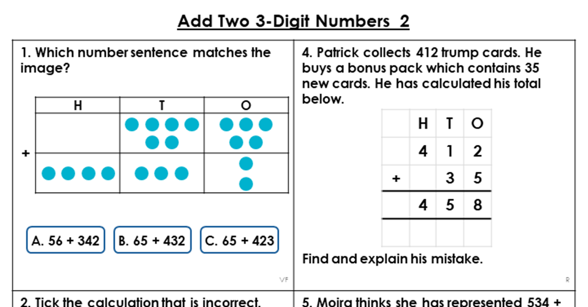 Year 3 Add Two 3-Digit Numbers 2 Lesson - Classroom Secrets | Classroom