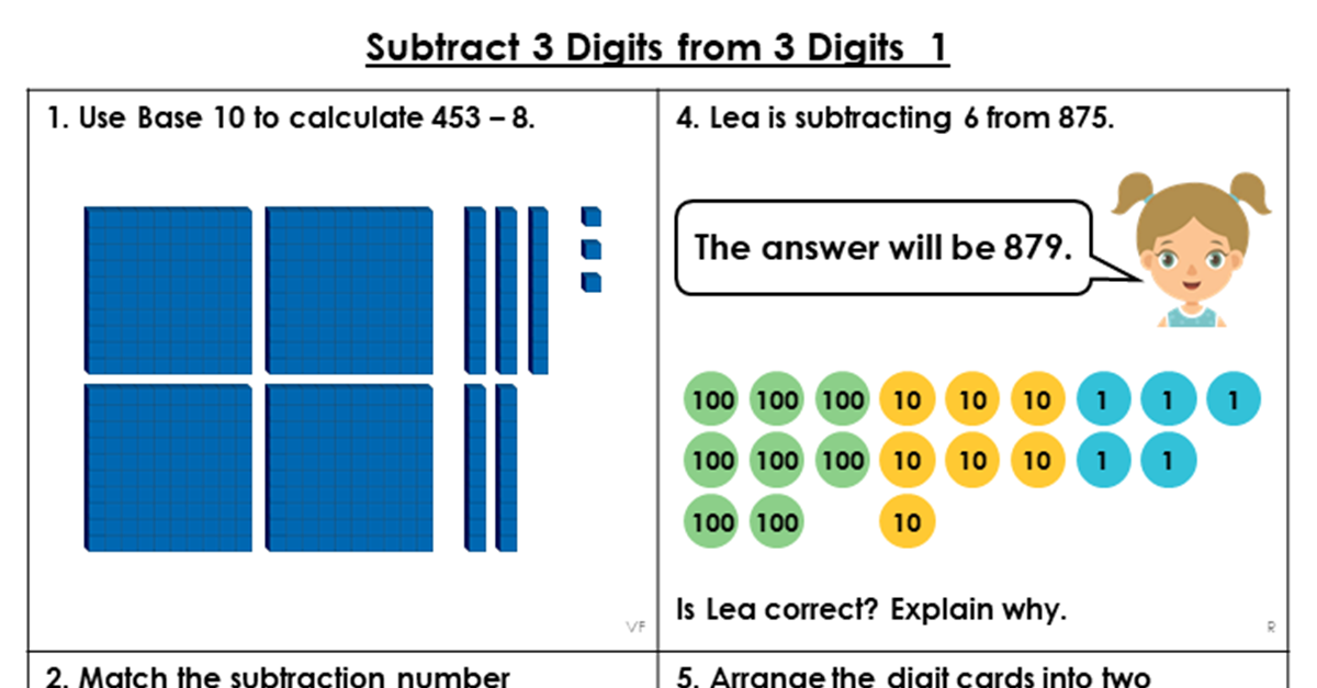 Year 3 Subtract 3 Digits from 3 Digits 1 Lesson - Classroom Secrets