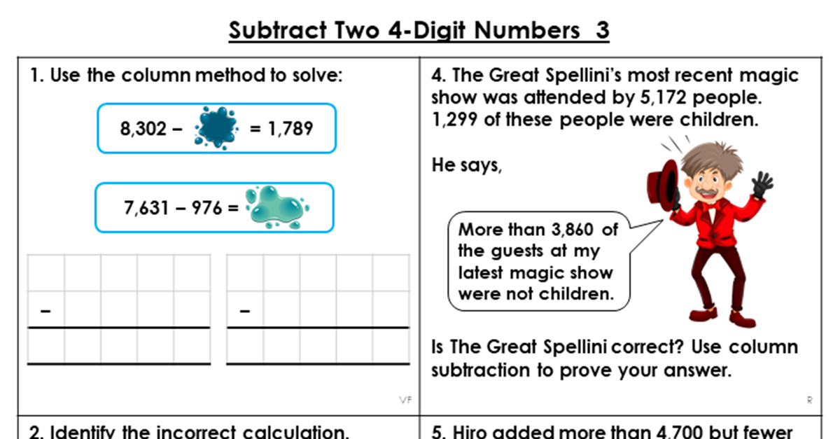 Year 4 Subtract Two 4-Digit Numbers 3 Lesson - Classroom Secrets