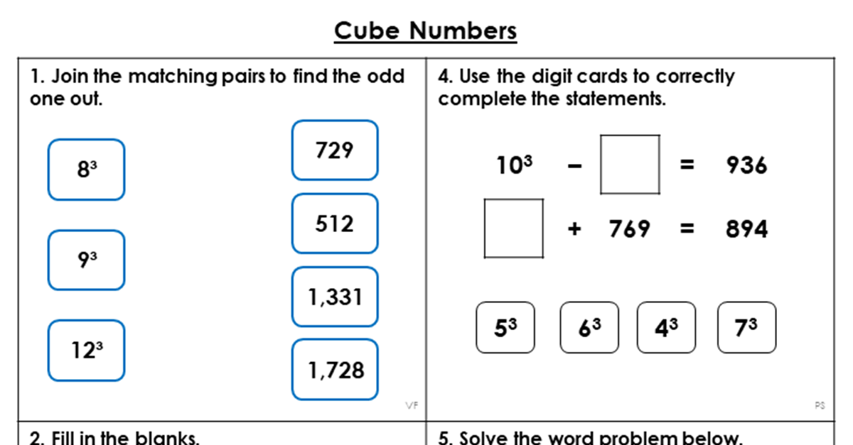 cube numbers problem solving year 5
