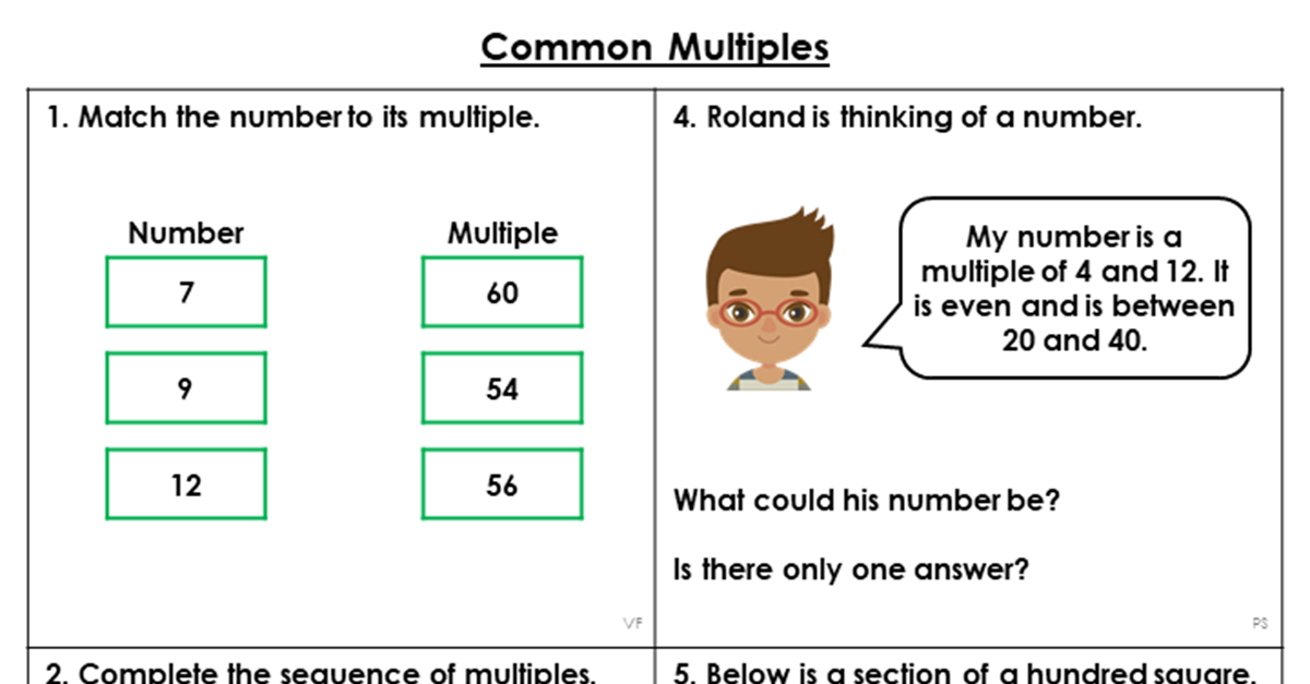 Multiples Maths Worksheet