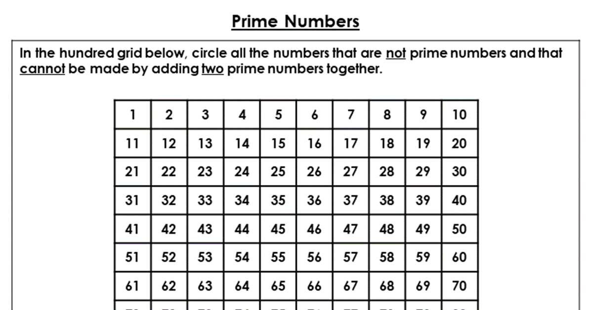 Prime Numbers Worksheet Year 6